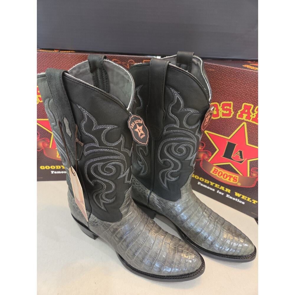 Los Altos US10. 5 Gray Genuine Caiman Crocodile Belly Round Toe Western Boots